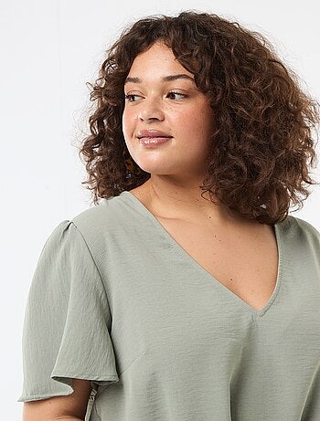 Blouse fluide uni à manches courtes