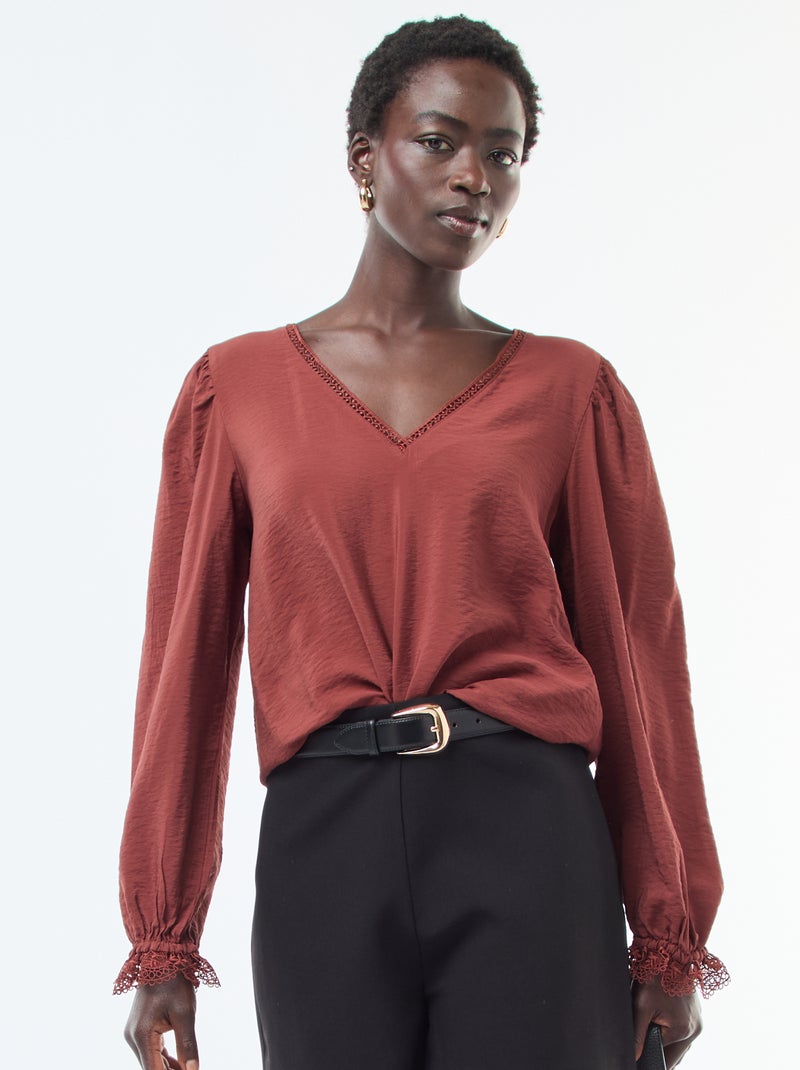 Blouse fluide uni 'JDY' Orange Femme Kiabi