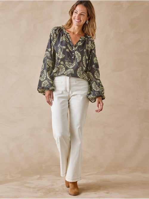 Blouse froncée encolure ronde - DAXON - Kiabi