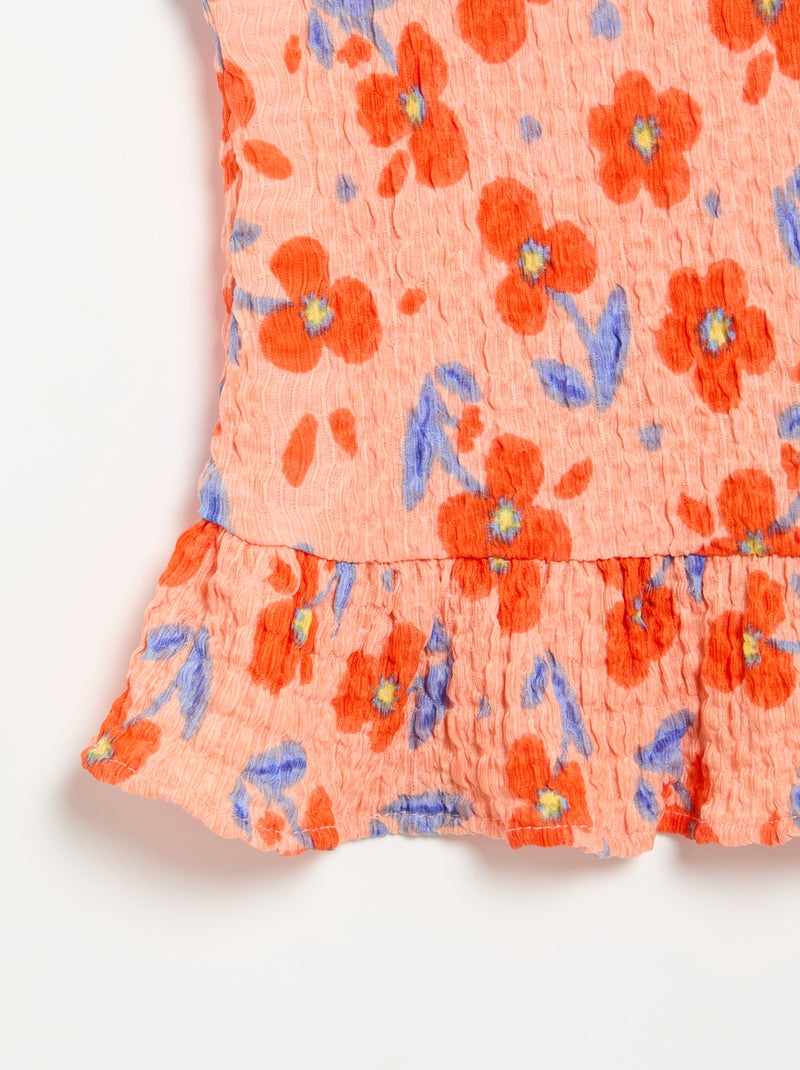 Blouse gaufrée sans manches Orange - Kiabi
