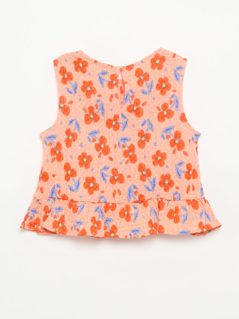 Blouse gaufrée sans manches Orange - Kiabi