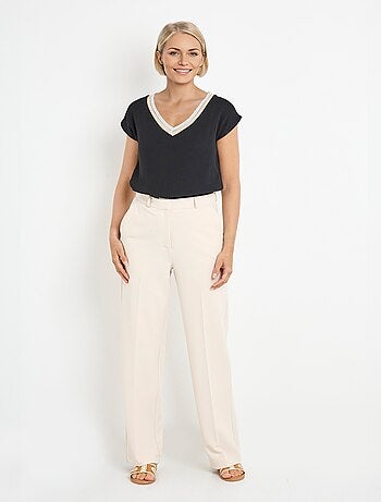 Blouse gaze de coton avec galon col V