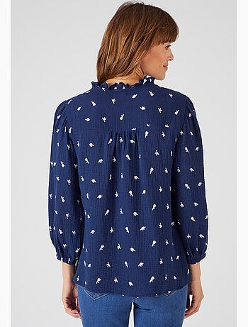 Blouse gaze pur coton brodée - Damart