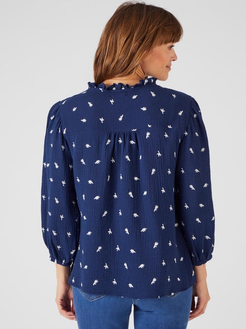 Blouse gaze pur coton brodée - Damart - Kiabi