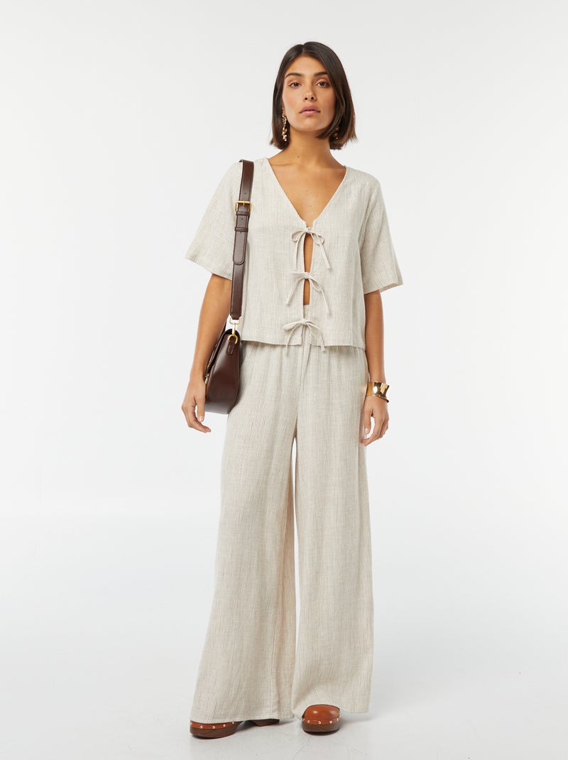 Blouse gilet avec nœuds Beige - Kiabi
