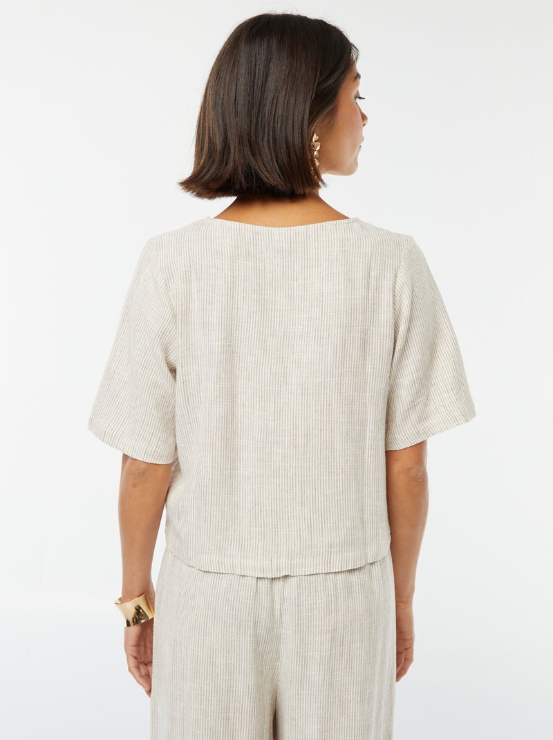 Blouse gilet avec nœuds Beige - Kiabi