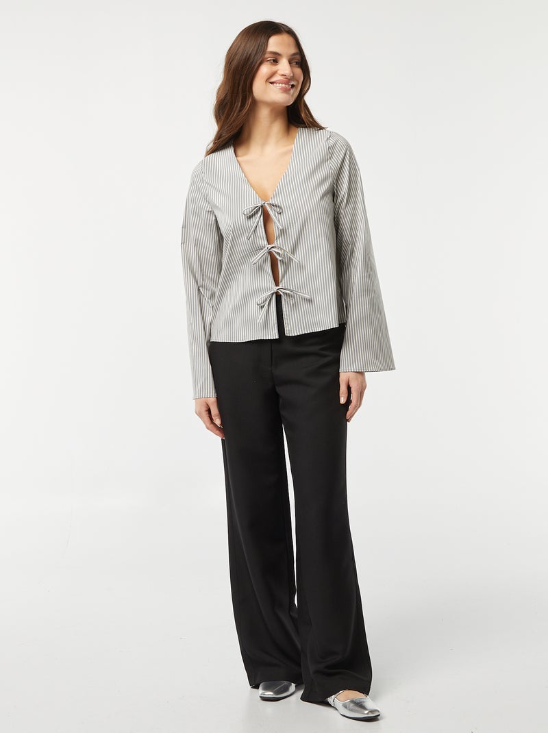 Blouse gilet rayée avec liens à nouer BLEU - Kiabi