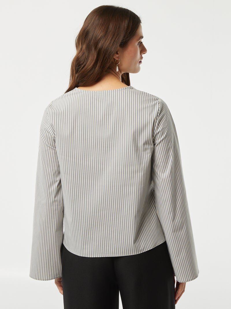 Blouse gilet rayée avec liens à nouer BLEU - Kiabi