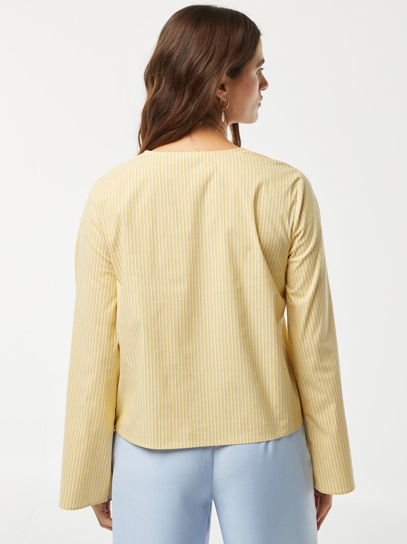 Blouse gilet rayée avec liens à nouer JAUNE - Kiabi