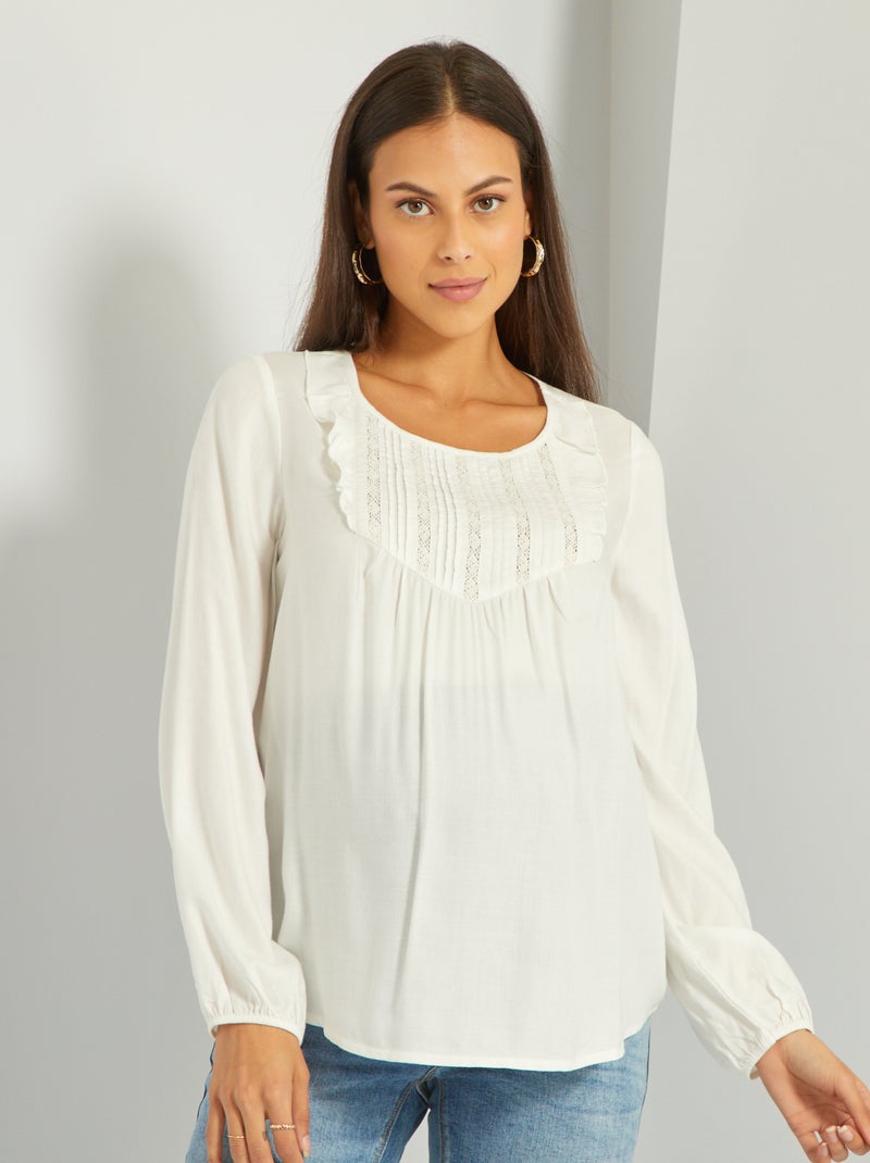 Blouse grossesse avec broderie anglaise blanc - Kiabi