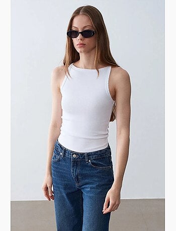 Blouse halter côtelée en coton dilvin