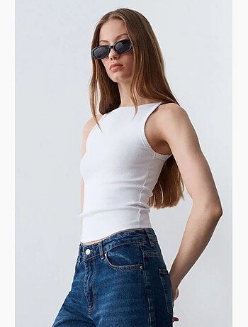 Blouse halter côtelée en coton dilvin