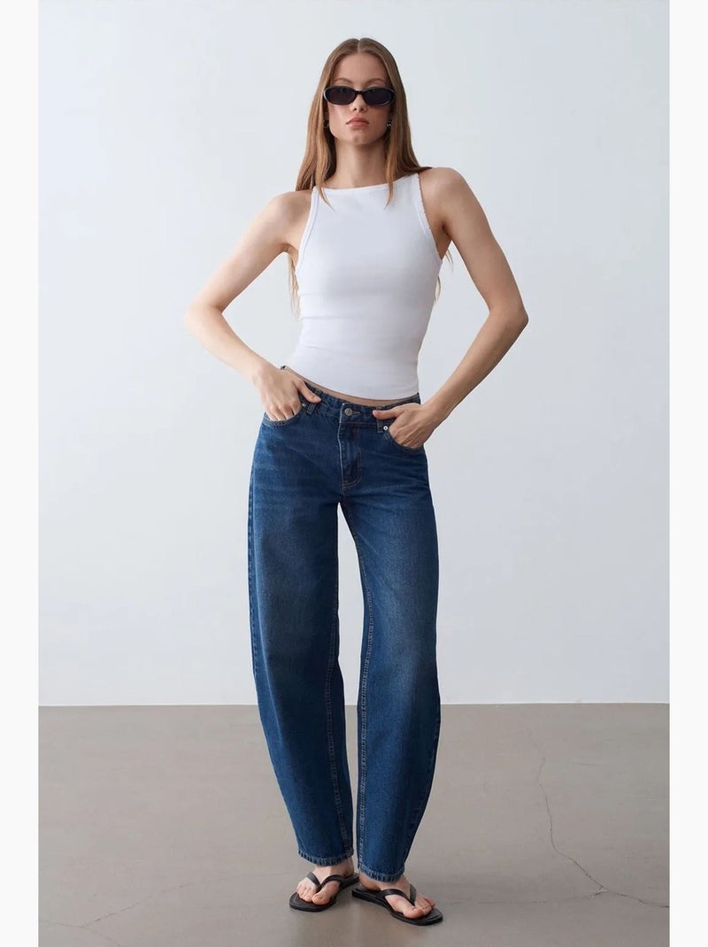 Blouse halter côtelée en coton dilvin Blanc - Kiabi