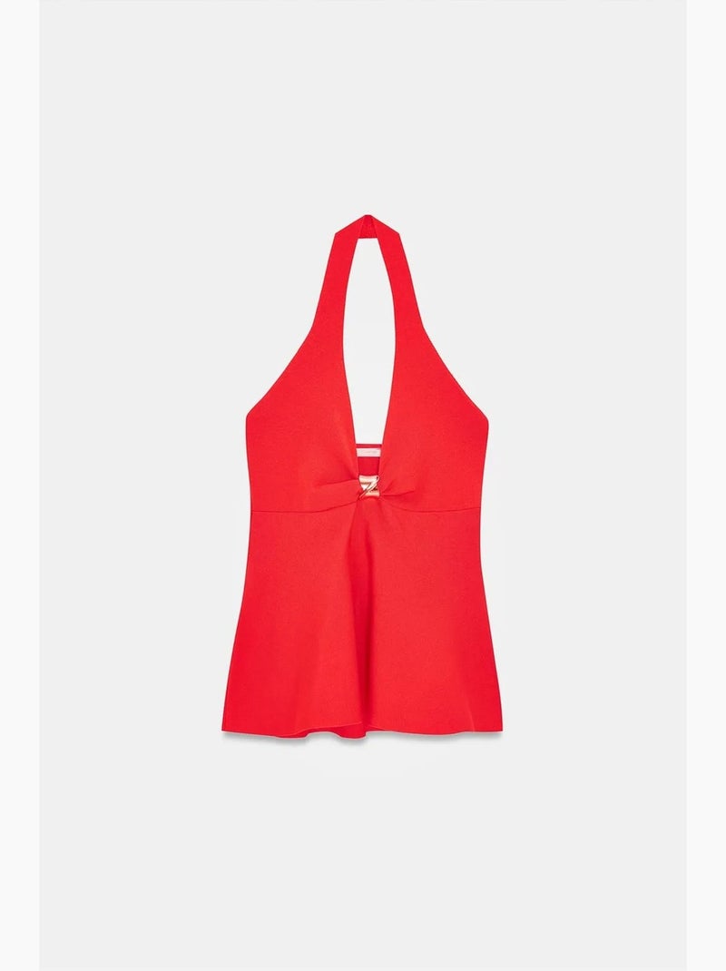 Blouse halter sans coutures à basque dilvin Orange mandarine - Kiabi