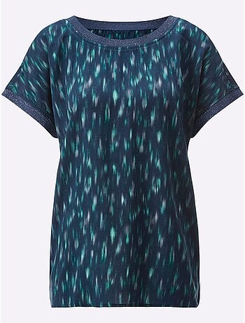 Blouse imprimé abstrait en viscose ECOVERO col rond et manches courtes - Taille standard - Helline
