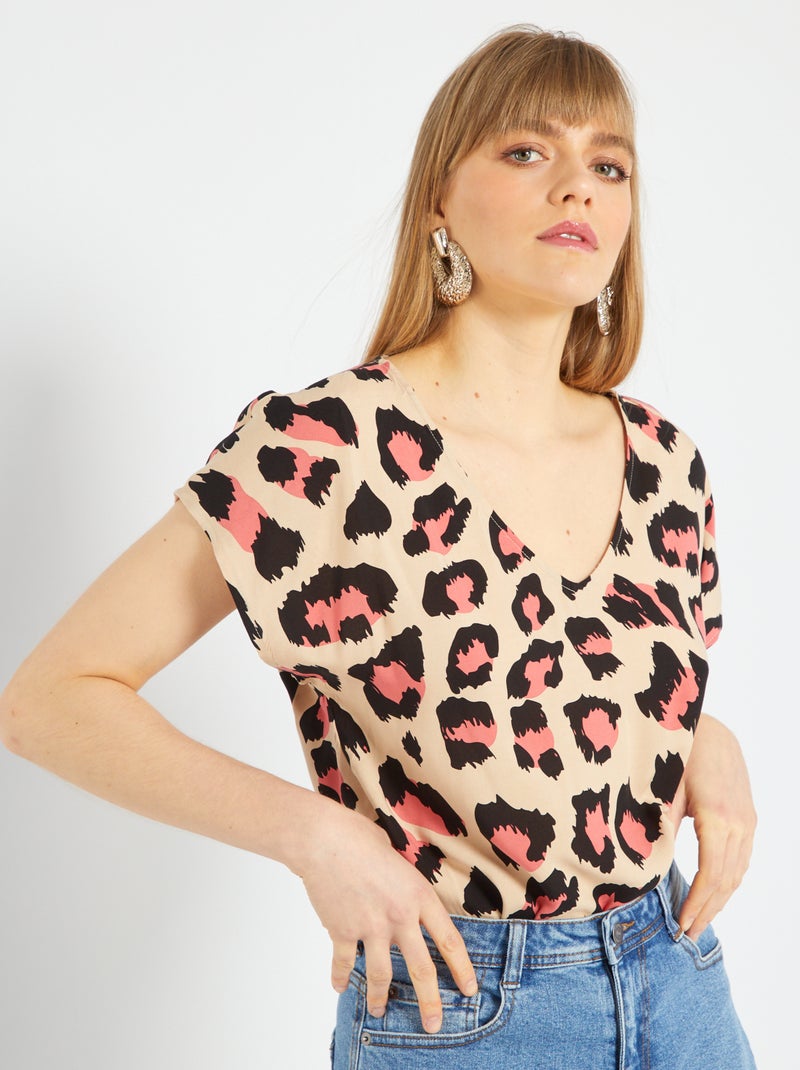 Blouse imprimé bandana 'Jacqueline de Yong' Beige/rose - Kiabi