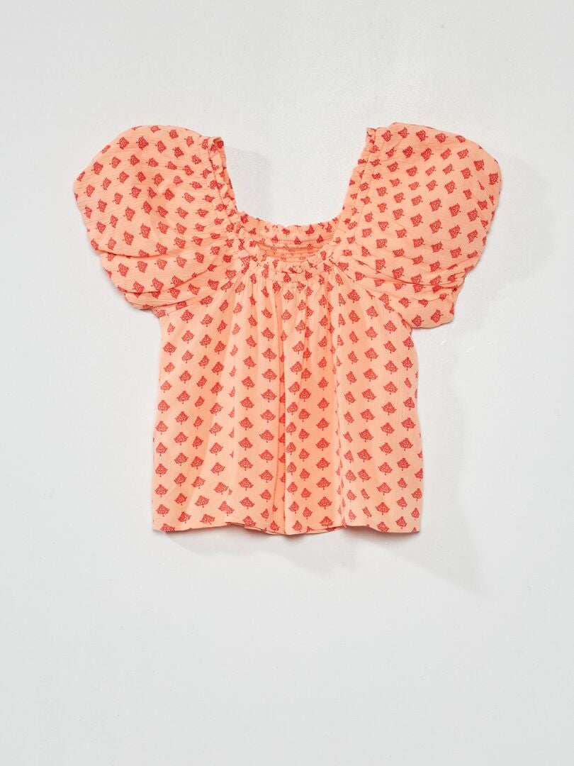 Blouse imprimé en maille crêpée Rose - Kiabi
