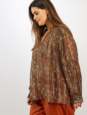 Blouse imprimé et fil brillant - Kiabi