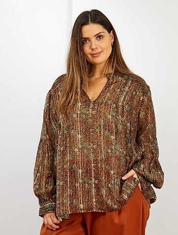 Blouse imprimé et fil brillant - Kiabi