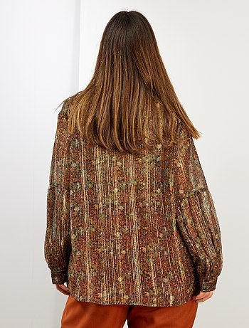 Blouse imprimé et fil brillant - Kiabi