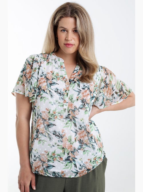 Blouse imprimé floral et plumetis PAPRIKA - Kiabi