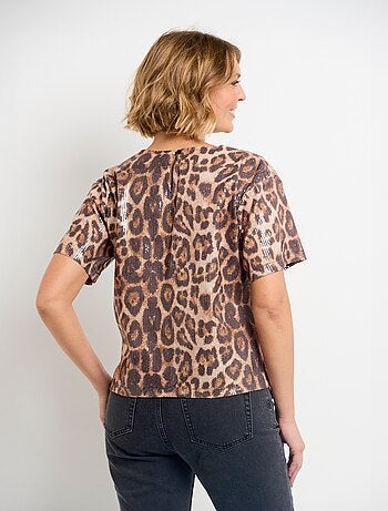 Blouse imprimé léopard avec sequins