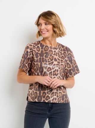 Blouse imprimé léopard avec sequins