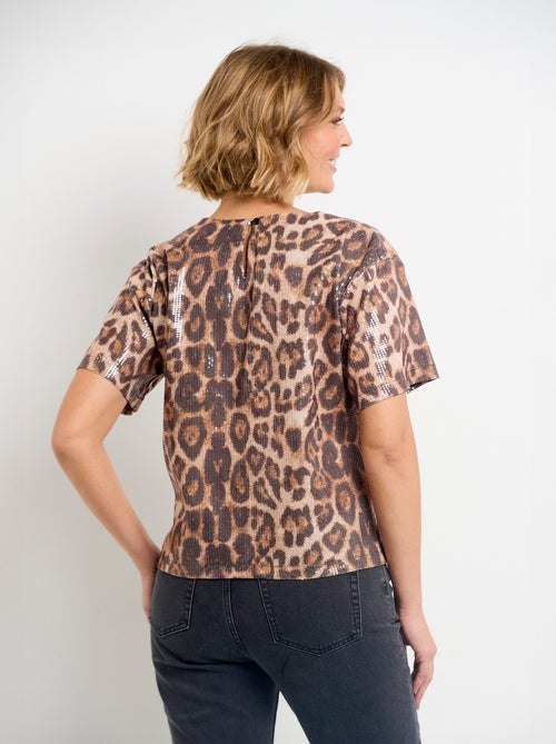 Blouse imprimé léopard avec sequins - Kiabi