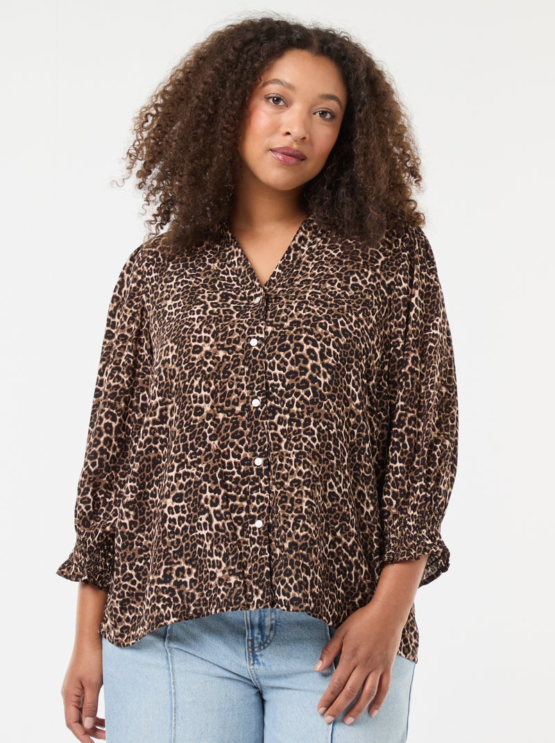 Blouse imprimé léopard 'Only Carmakoma' Marron - Kiabi
