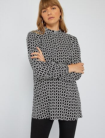 Blouse Col Montant Manche Courte Imprimée main image 1