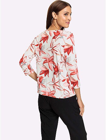 Blouse imprimée à fleurs en viscose et manches trois quarts - Taille standard - Witt