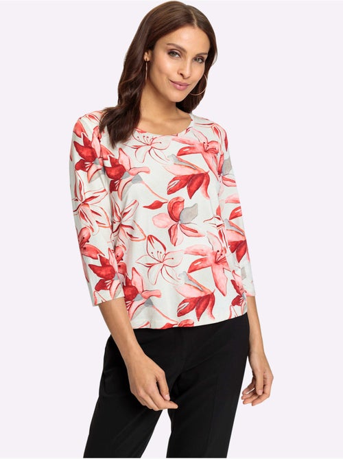 Blouse imprimée à fleurs en viscose et manches trois quarts - Taille standard - Witt - Kiabi