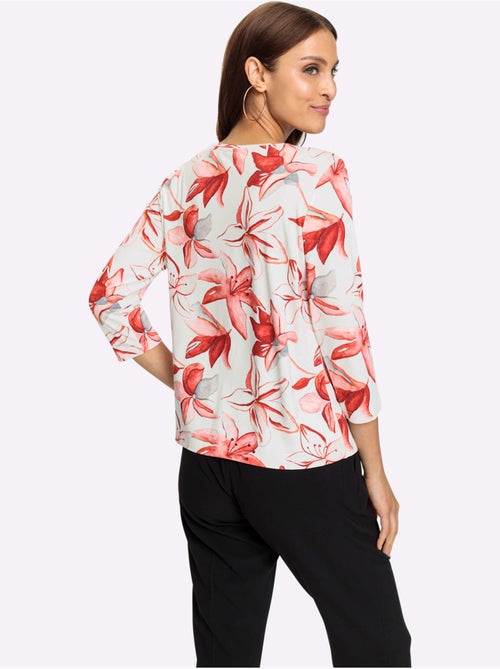 Blouse imprimée à fleurs en viscose et manches trois quarts - Taille standard - Witt - Kiabi