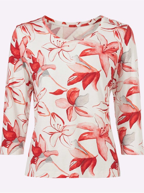 Blouse imprimée à fleurs en viscose et manches trois quarts - Taille standard - Witt - Kiabi