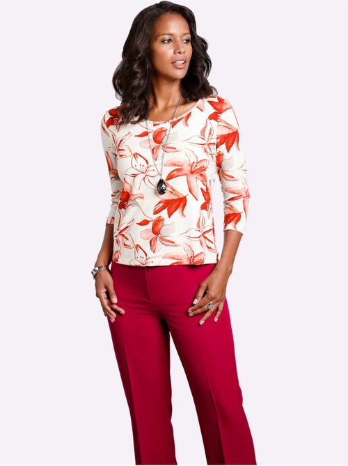 Blouse imprimée à fleurs en viscose et manches trois quarts - Taille standard - Witt - Kiabi