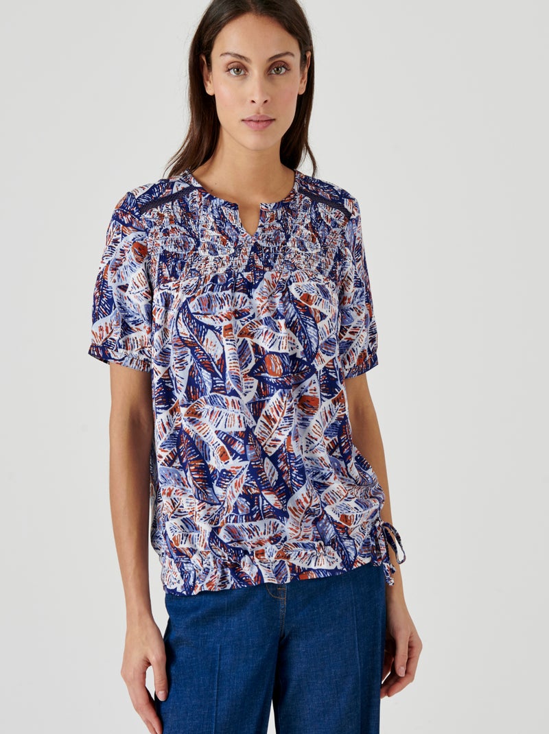 Blouse imprimée blousante - Damart Bleu - Kiabi