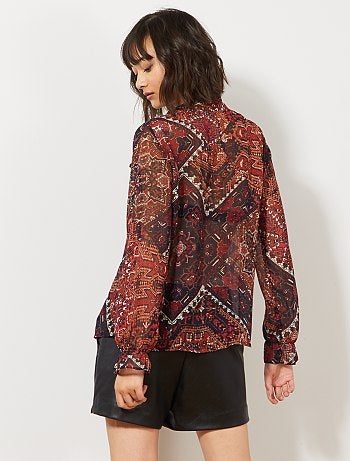 Blouse imprimée col lavallière - Kiabi