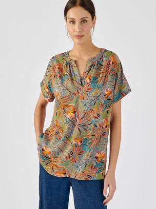Blouse imprimée col tunisien - Damart