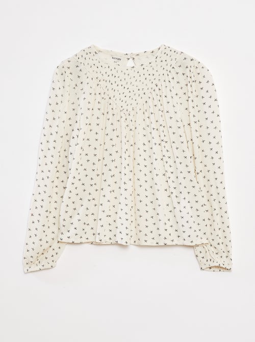 Blouse imprimée en maille crêpe - Kiabi