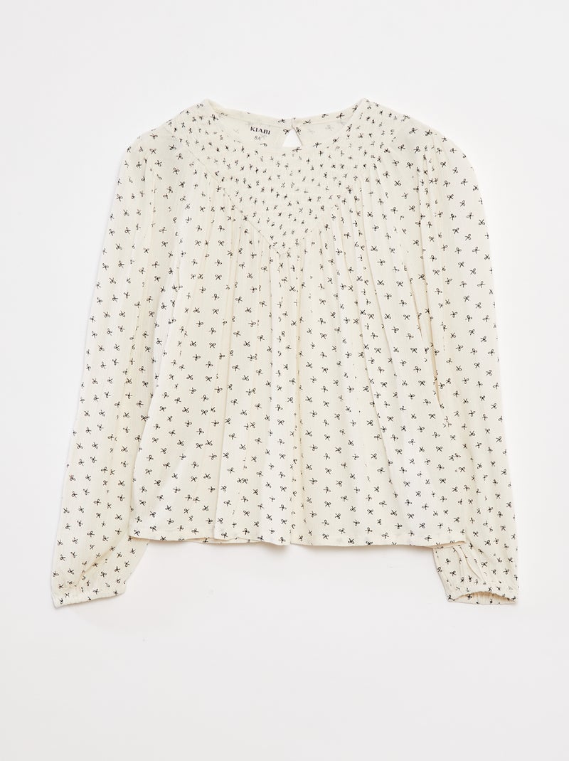 Blouse imprimée en maille crêpe Beige - Kiabi