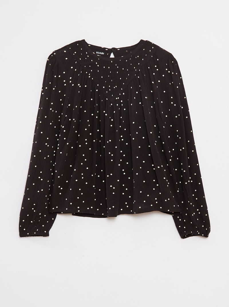 Blouse imprimée en maille crêpe Noir - Kiabi