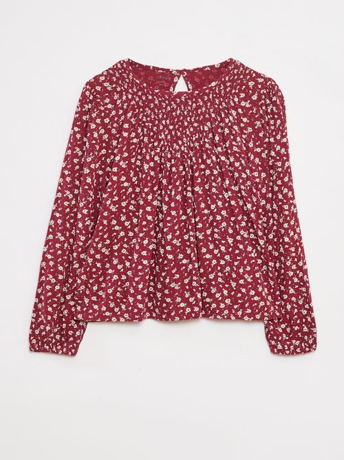 Blouse imprimée en maille crêpe - Kiabi