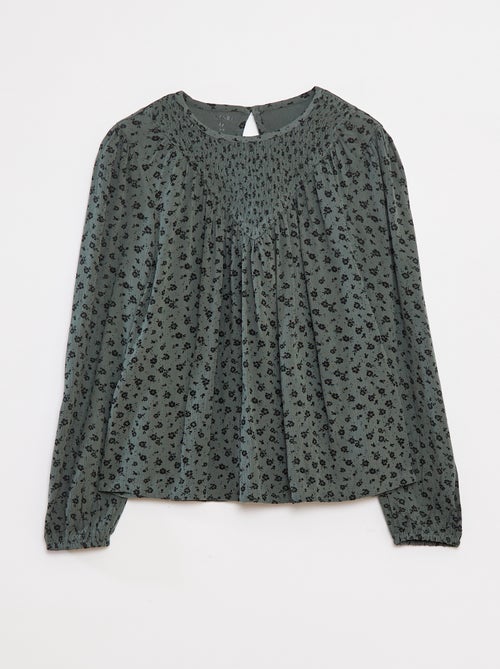 Blouse imprimée en maille crêpe - Kiabi