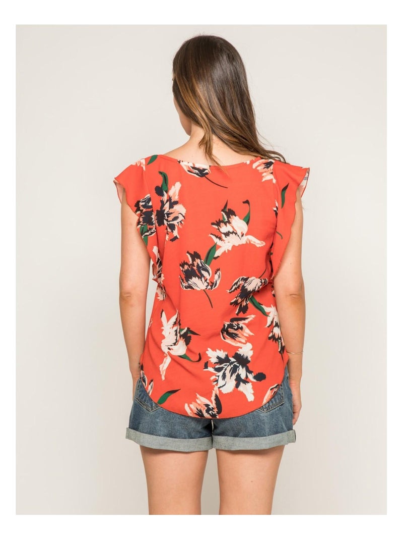 Blouse imprimée FORAGE Orange - Kiabi
