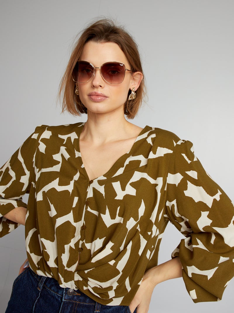 Blouse imprimée Kaki - Kiabi