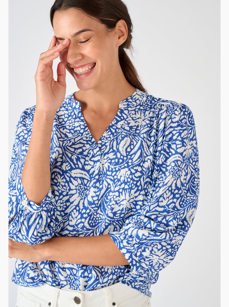 Blouse imprimée manches 3/4 Climatyl - Damart Bleu - Kiabi