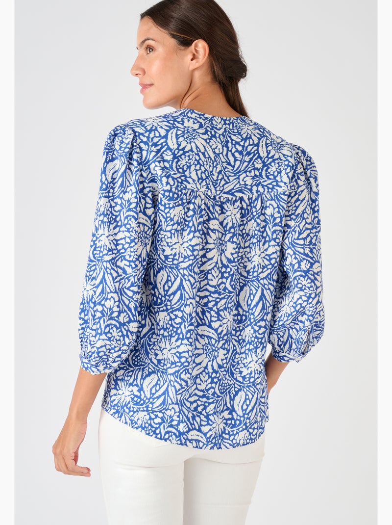 Blouse imprimée manches 3/4 Climatyl - Damart Bleu - Kiabi