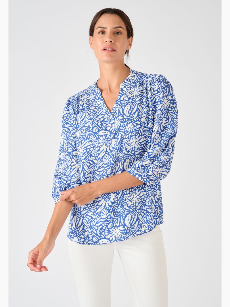 Blouse imprimée manches 3/4 Climatyl - Damart Bleu - Kiabi