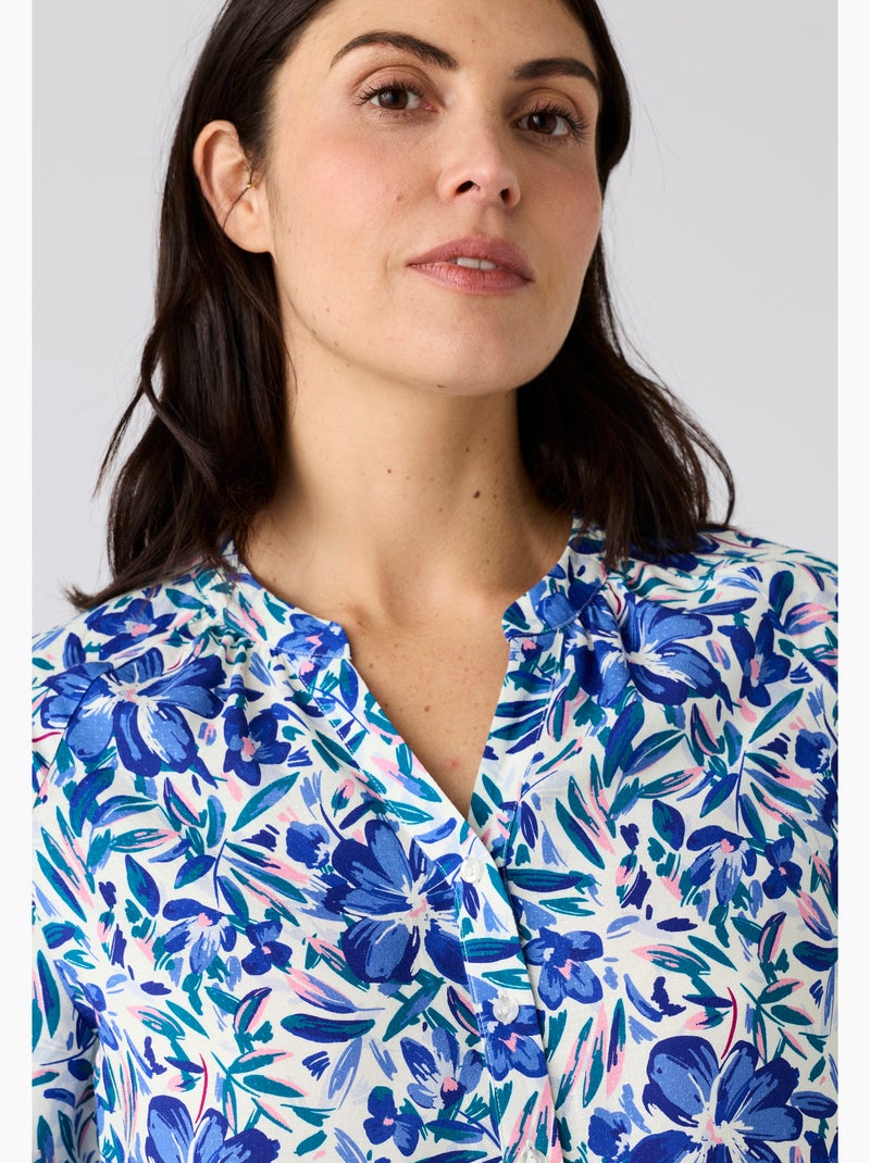 Blouse imprimée manches courtes Climatyl - Damart Bleu - Kiabi