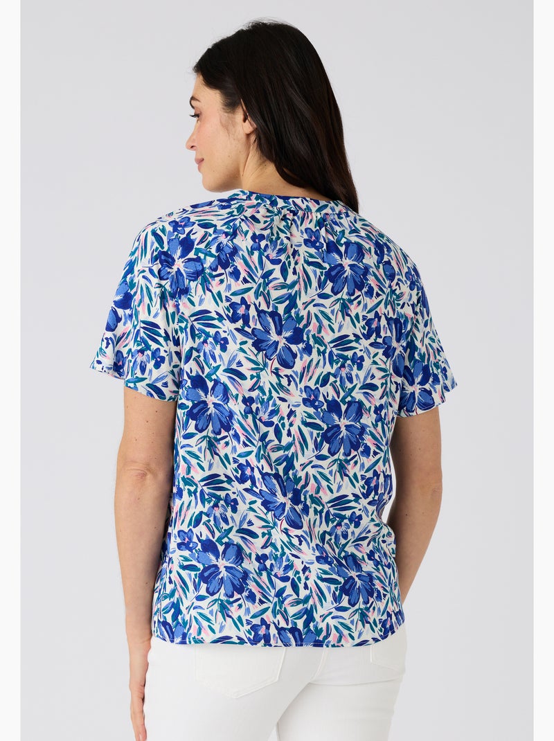 Blouse imprimée manches courtes Climatyl - Damart Bleu - Kiabi